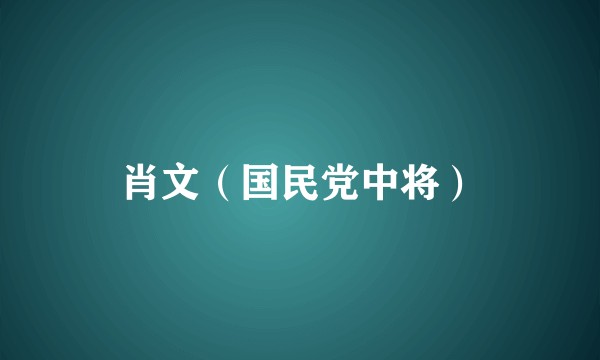 肖文（国民党中将）