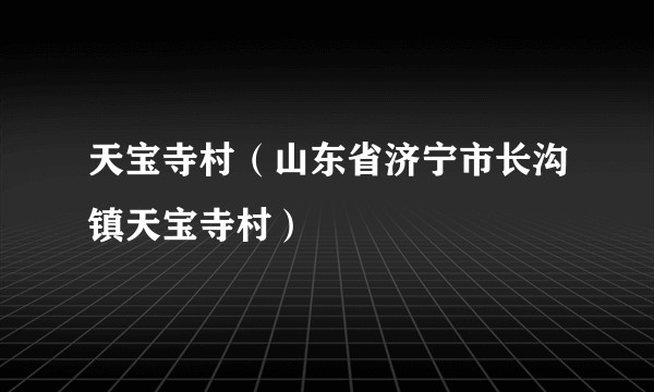 天宝寺村（山东省济宁市长沟镇天宝寺村）
