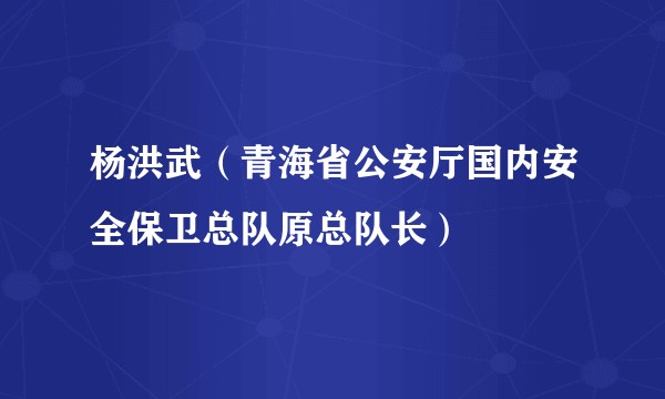 杨洪武（青海省公安厅国内安全保卫总队原总队长）