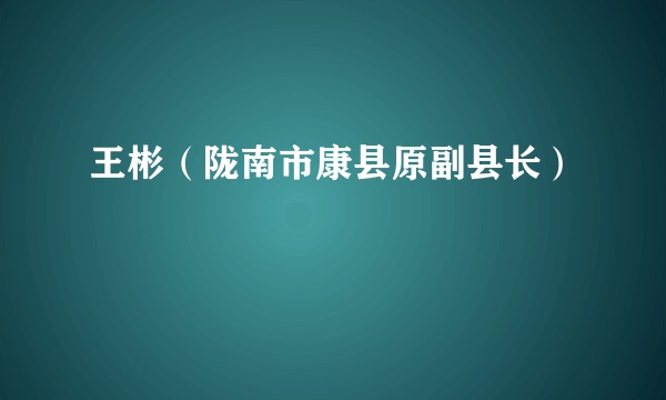 王彬（陇南市康县原副县长）