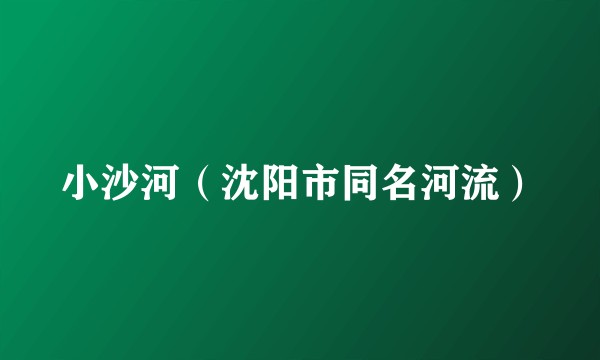 小沙河（沈阳市同名河流）