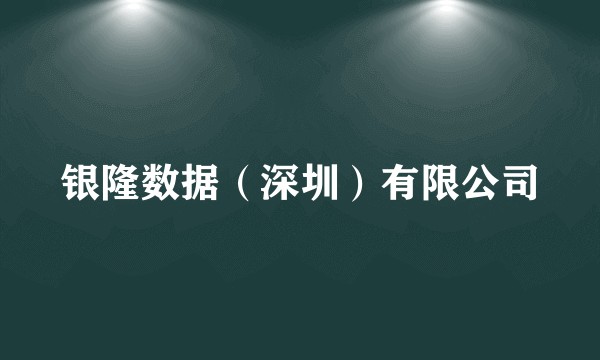 银隆数据(深圳)有限公司