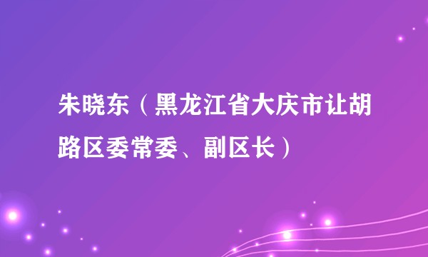 朱晓东(黑龙江省大庆市让胡路区委常委、副区长)