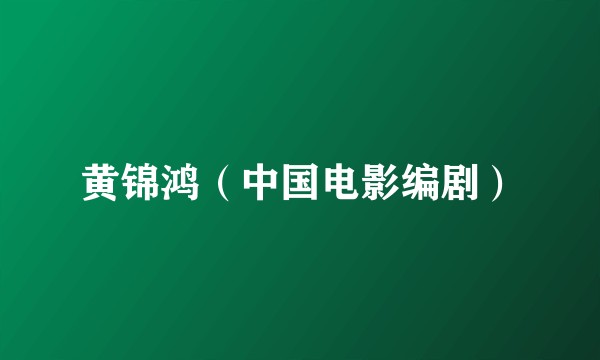 黄锦鸿（中国电影编剧）
