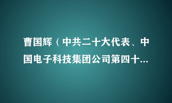 曹国辉(中共二十大代表、中国电子科技集团公司第四十五研究所高级技师)