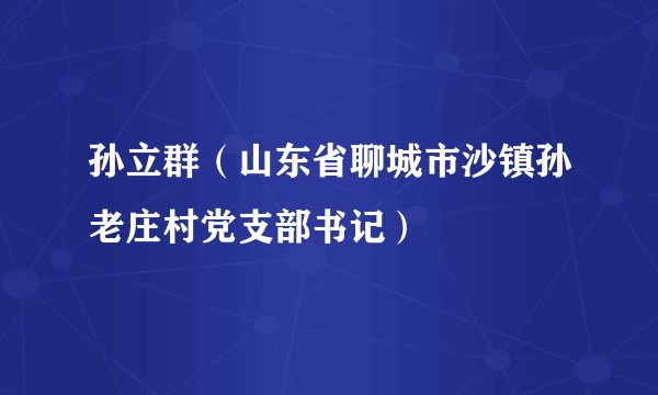 孙立群（山东省聊城市沙镇孙老庄村党支部书记）