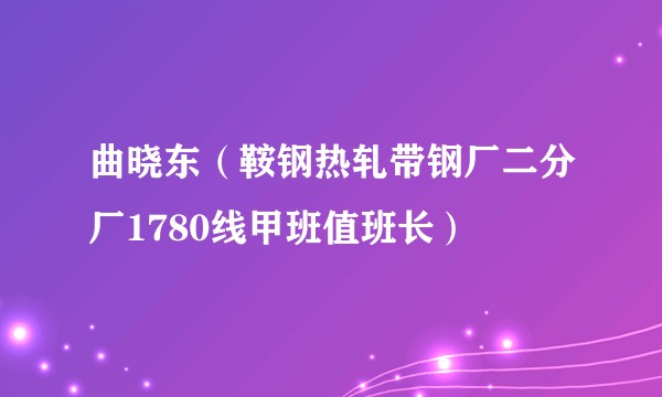 曲晓东（鞍钢热轧带钢厂二分厂1780线甲班值班长）