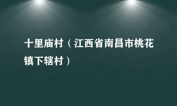 十里庙村(江西省南昌市桃花镇下辖村)