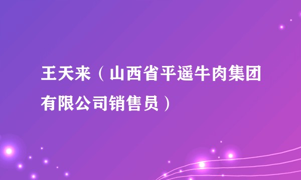 王天来(山西省平遥牛肉集团有限公司销售员)