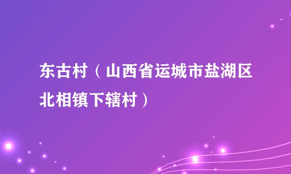 东古村（山西省运城市盐湖区北相镇下辖村）