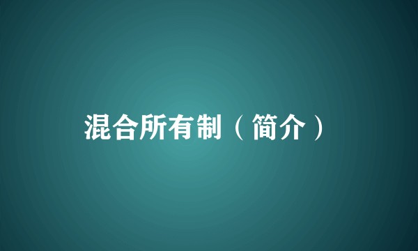 混合所有制(简介)