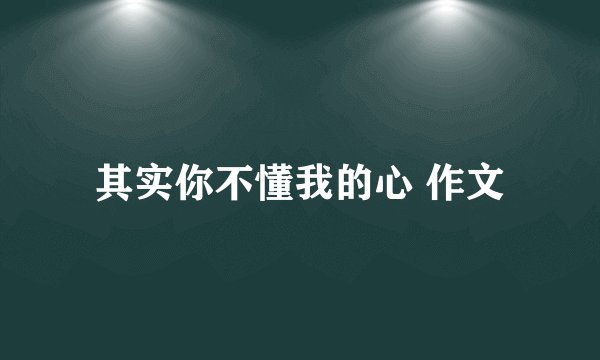 其实你不懂我的心 作文