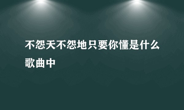 不怨天不怨地只要你懂是什么歌曲中