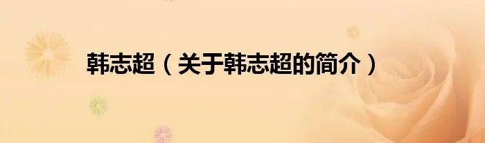 韩志超（关于韩志超的简介）