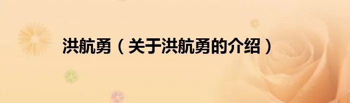 洪航勇（关于洪航勇的介绍）