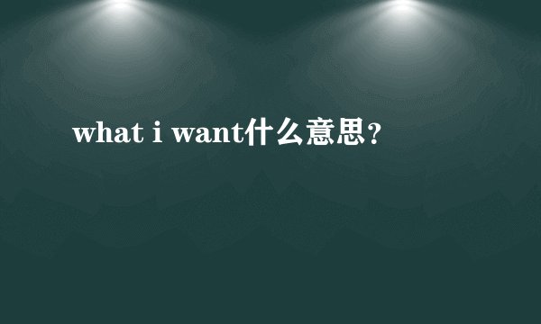 what i want什么意思？