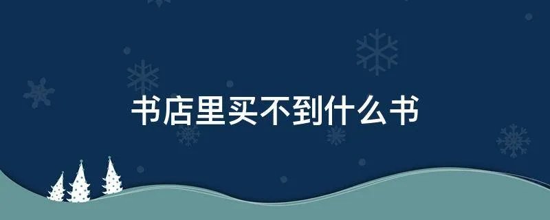 书店里买不到什么书