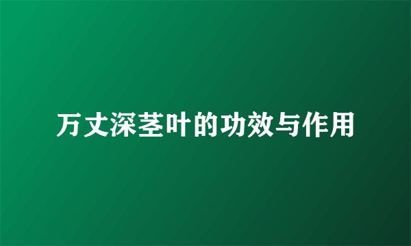 万丈深茎叶的功效与作用