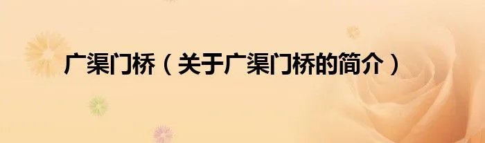 广渠门桥（关于广渠门桥的简介）