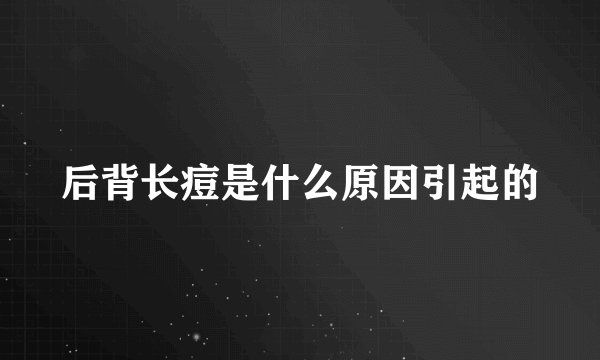 后背长痘是什么原因引起的