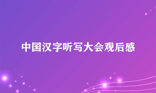 中国汉字听写大会观后感