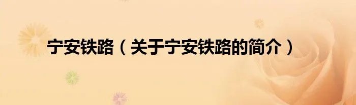 宁安铁路（关于宁安铁路的简介）