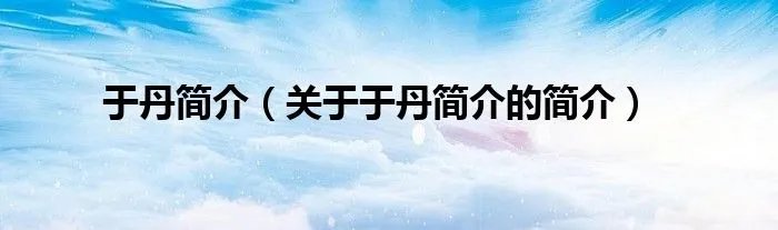 于丹简介（关于于丹简介的简介）