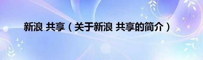 新浪 共享（关于新浪 共享的简介）