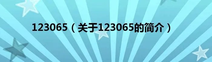123065（关于123065的简介）