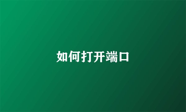 如何打开端口