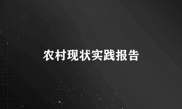 农村现状实践报告