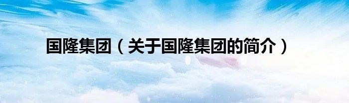 国隆集团（关于国隆集团的简介）