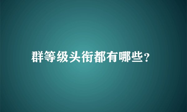 群等级头衔都有哪些？