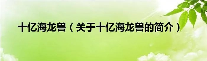 十亿海龙兽（关于十亿海龙兽的简介）