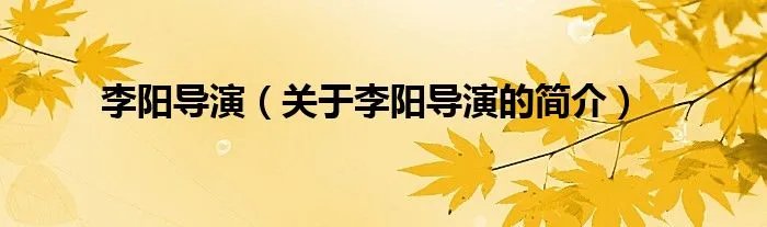 李阳导演（关于李阳导演的简介）