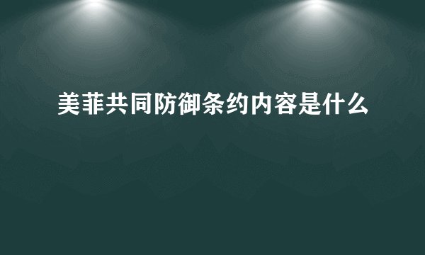 美菲共同防御条约内容是什么