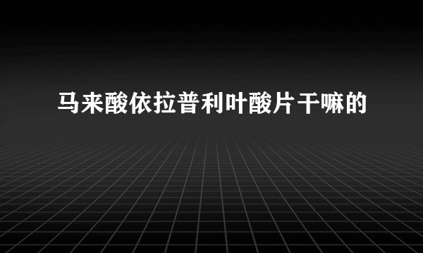 马来酸依拉普利叶酸片干嘛的