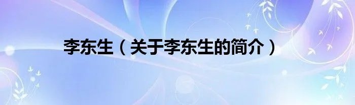 李东生（关于李东生的简介）