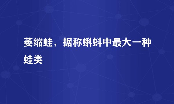 萎缩蛙,据称蝌蚪中最大一种蛙类
