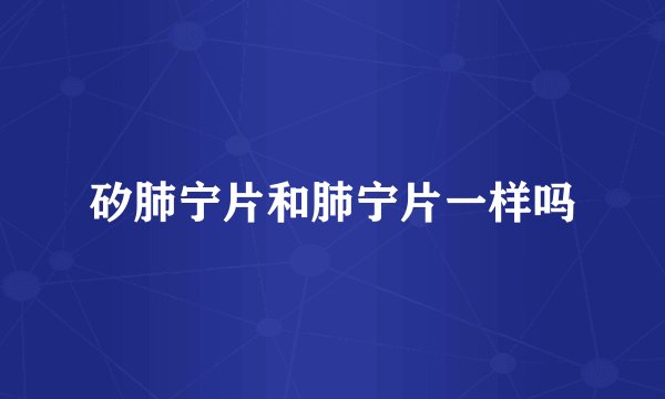 矽肺宁片和肺宁片一样吗