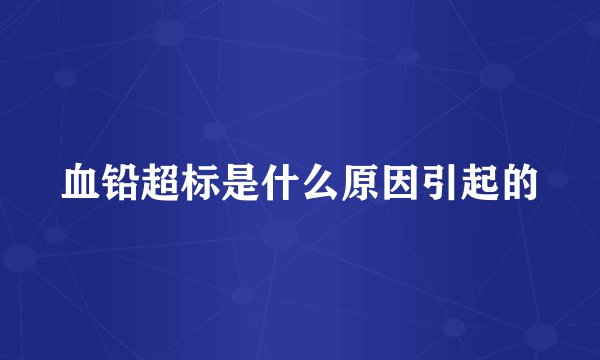 血铅超标是什么原因引起的