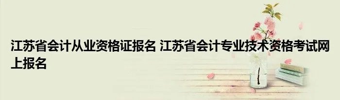 江苏省会计从业资格证报名 江苏省会计专业技术资格考试网上报名