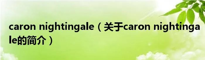 caron nightingale（关于caron nightingale的简介）