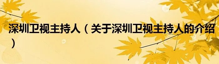 深圳卫视主持人（关于深圳卫视主持人的介绍）