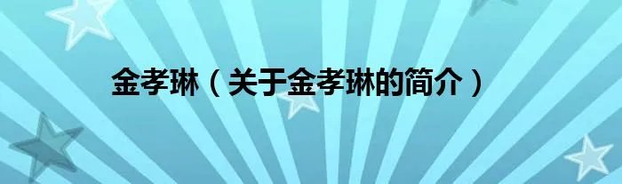 金孝琳（关于金孝琳的简介）