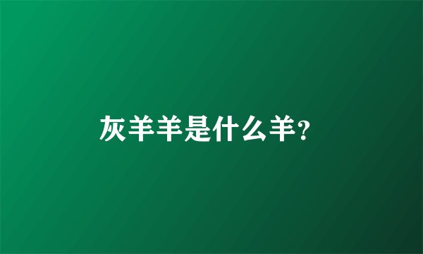 灰羊羊是什么羊？