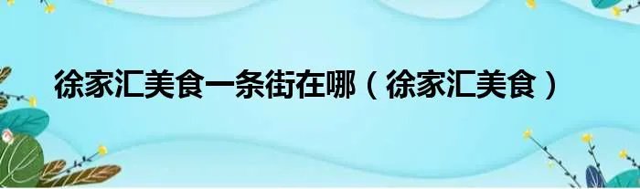徐家汇美食一条街在哪（徐家汇美食）