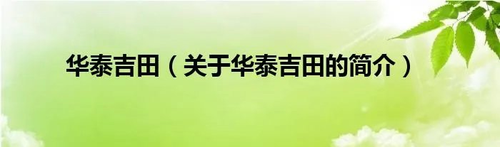 华泰吉田（关于华泰吉田的简介）