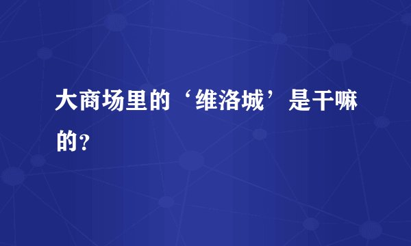 大商场里的‘维洛城’是干嘛的?