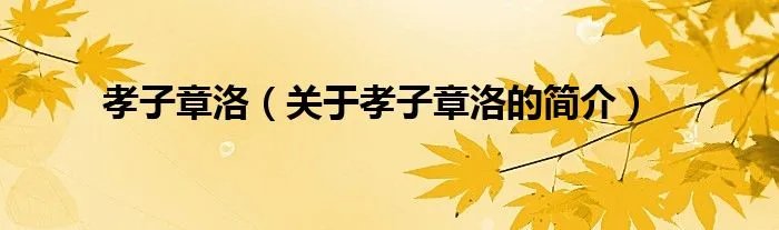 孝子章洛（关于孝子章洛的简介）